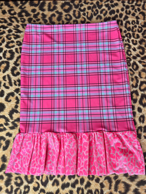 Pink Plaid Pencil Skirt