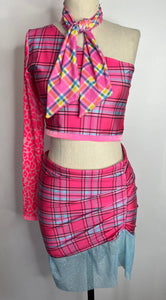 Pink Plaid Ruffle Skirt