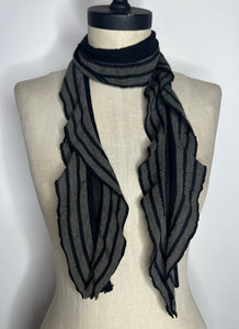 Grey Striped Ruffle Scarf