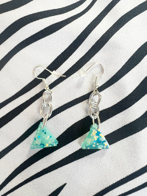 Aqua Triangle Earrings