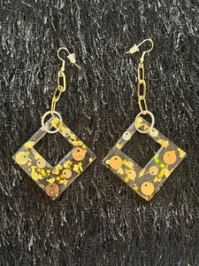 Large Golden Foil & Sequin Earrings