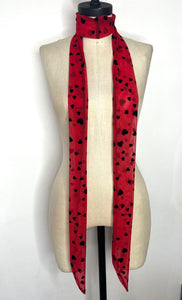 Long Red Mesh Scarf with Hearts