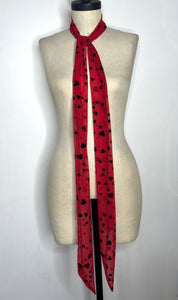 Long Red Mesh Scarf with Hearts