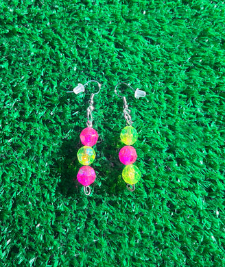 Green & Pink Princess Earrings