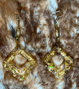 Rectangular Golden Foil Earrings