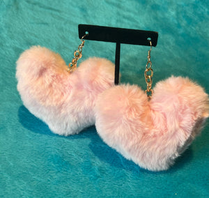 Fuzzy Heart Earrings