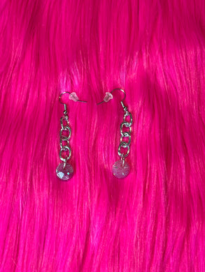 Pink Glitter Drop Earrings