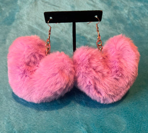 Fuzzy Heart Earrings