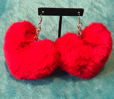 Fuzzy Heart Earrings