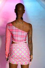 Load image into Gallery viewer, One Sleeve Pink Plaid Top