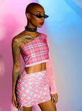 Load image into Gallery viewer, One Sleeve Pink Plaid Top