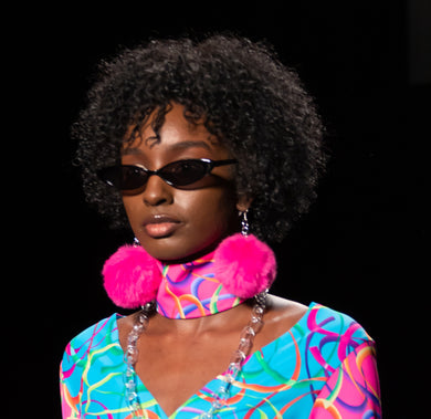 Pom Pom Earrings - Hot Pink