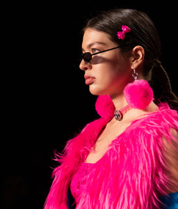 Pom Pom Earrings - Hot Pink