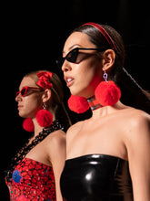 Load image into Gallery viewer, Pom Pom Earrings - Red