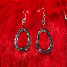 Load image into Gallery viewer, Black and Silver Glitter Tear Earrings