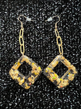 Load image into Gallery viewer, Rectangular Golden Foil Earrings