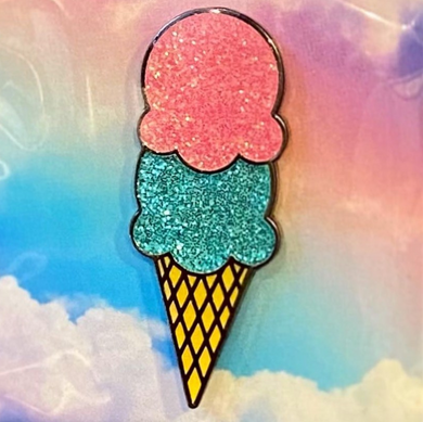 Ice Cream Glitter Pin