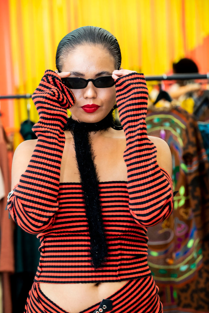 Red Striped Arm Warmers